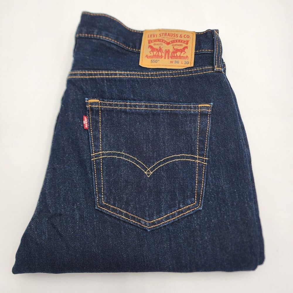 Levi's 550 Jeans Men's Size 36x29 Relaxed Fit Dark Wash Stretch‎ Pants NWOT